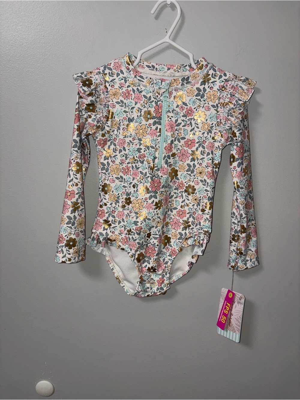 Tommy Bahama Multicolor Floral Metallic Rash Guard Swimsuit NWT 3T